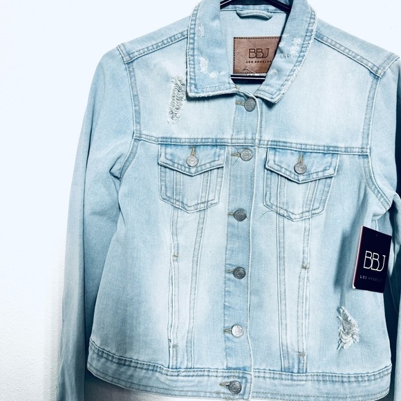 BBJ Boom Boom Jeans basic denim jacket light wash size small NWT - Picture 7 of 9